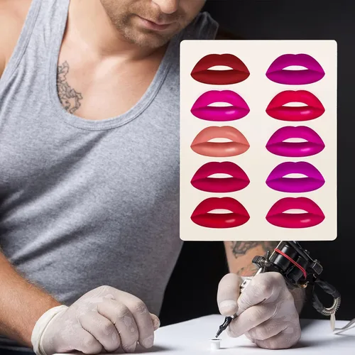 Miniatura 3 de Maitys - 5 hojas de tatuaje de labios para práctica, colorete de labios, práctica de microblading, piel falsa para suministros de máquina