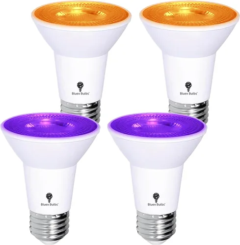 Miniatura 8 de Bluex Bombillas 4 unidades PAR20 LED de luz negra, 10 W (equivalente a 100 W) E26, nivel de foco de luz negra 385-400 nm, para pintura corporal