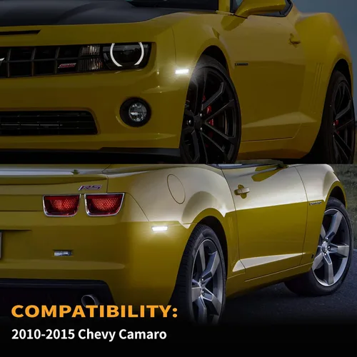 Miniatura 7 de Gempro Luces LED de posición laterales para parachoques delantero y trasero para Chevy Camaro 2010-2015, reflectores blancos ahumados, 4