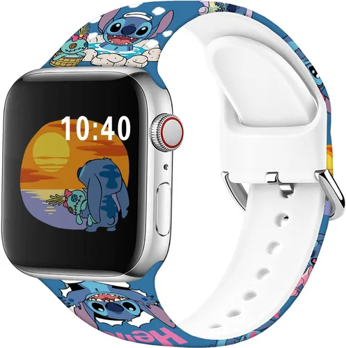 Miniatura 2 de Compatible con Apple Watch Band Stitch Holiday Pink Couple de 1.929 in/1.811 in/1.772 in/1.732 in/1.654 in (Serie 3 2 1) Correa mágica de silicona