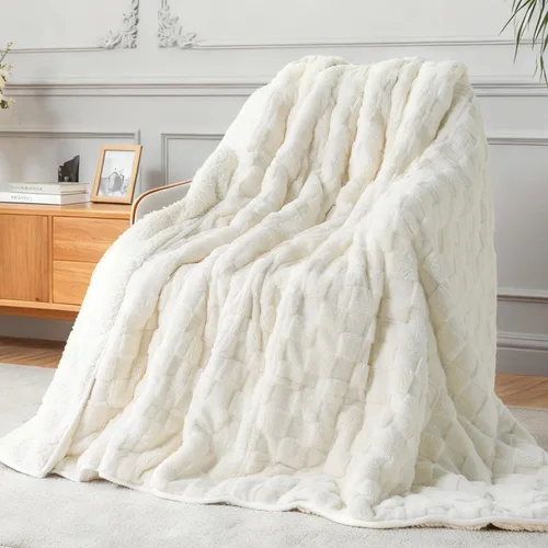 Kivik - Mantas con peso de doble cara para adultos, mantas estampadas a cuadros, súper suaves y pesadas, para sofá y cama, con tela ultra esponjosa