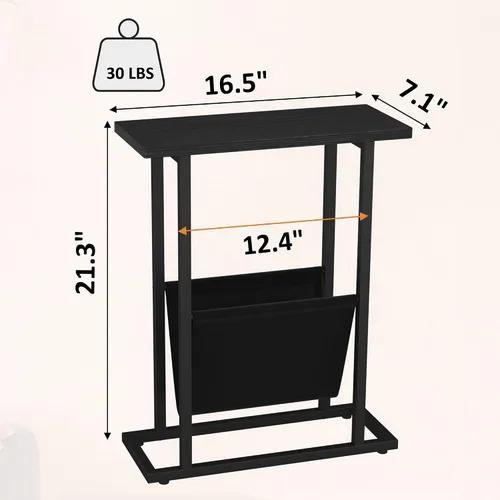 Miniatura 3 de Yusong - Mesa auxiliar estrecha para espacios pequeños, mesa auxiliar pequeña con soporte para revistas, mesa delgada y estrecha para sala de estar