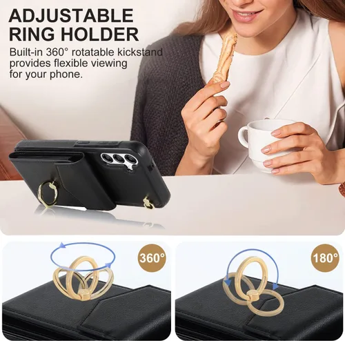 Miniatura 4 de Asuwish Funda de teléfono para Samsung Galaxy A54 5G con protector de pantalla de vidrio templado y anillo de bloqueo RFID, soporte para tarjeta