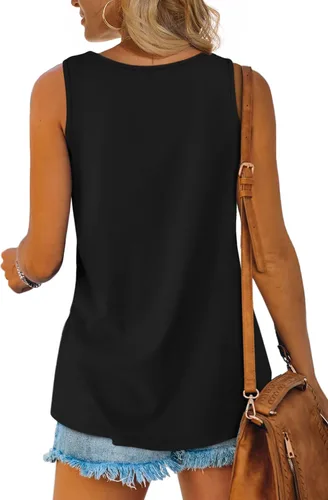 Miniatura 5 de OFEEFAN Camisetas sin mangas para mujer, escote redondo amplio, ajuste holgado, ropa de verano