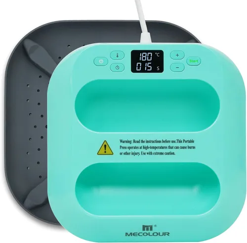 Miniatura 8 de MECOLOUR Máquina de prensa de calor para camisetas, prensa de calor portátil de 9 x 9 pulgadas con alfombrilla de prensa de calor, teflón de PTFE