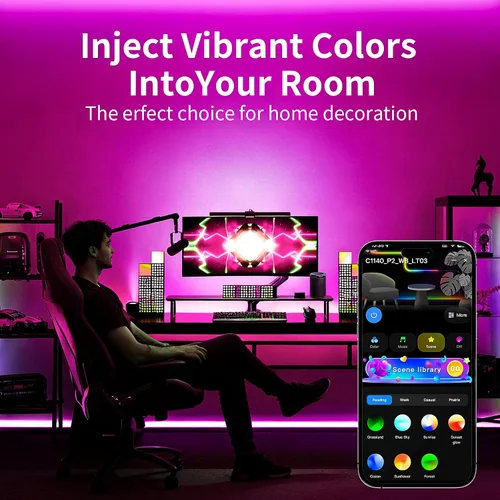 Miniatura 6 de KSIPZE Tira de luces LED inteligentes con WiFi, luces LED RGB+IC para dormitorio, trabajo con Alexa, control de aplicación, sincronización