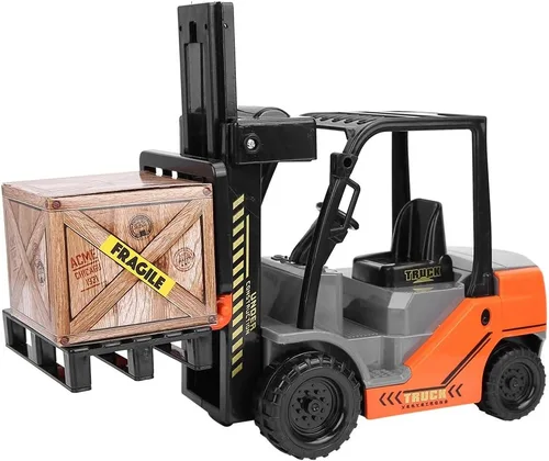 Bnineteenteam 1/12 Escala Niños Carretillas elevadoras Modelo de Juguete de Inercia Carretillas Elevadoras Juguete de Regalo con Caja de Palets