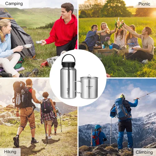 Miniatura 7 de HUIOP Botella de agua deportiva a prueba de fugas de acero inoxidable de 35.5 fl oz para fitness, correr, yoga, senderismo