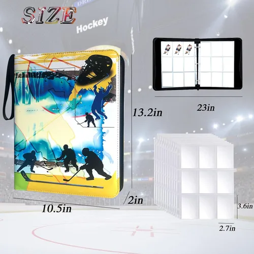 Miniatura 2 de Carpeta de tarjetas de hockey con 900 bolsillos, soporte para tarjetas coleccionables con 50 fundas extraíbles para 900 tarjetas deportivas, álbum