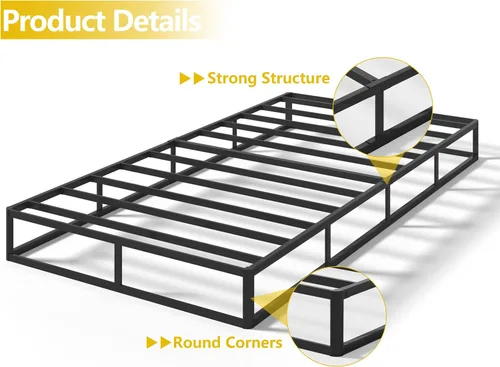 Miniatura 4 de Qingzhou - Bases de somier para cama individual, somier metálico de 7 pulgadas de altura solo para cama individual, base de colchón resistente con 7