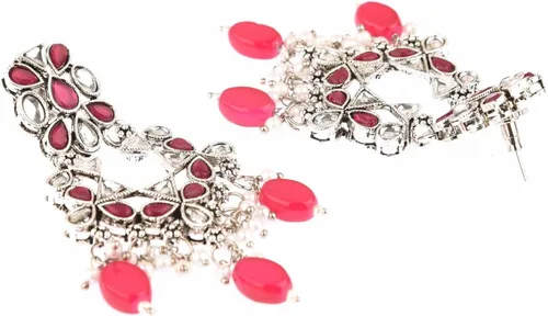 Miniatura 6 de Efulgenz Jewelry Sets for Women Necklace Earrings and Maangtikka Bohemian Indian Oxidized Vintage Bridal Sets Faux Pearl Kundan Choker Necklace