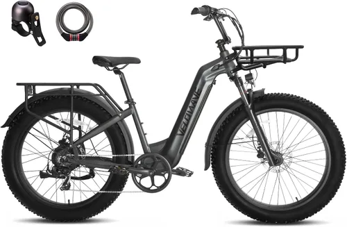 VELOWAVE Bicicleta eléctrica de 26 pulgadas con neumático grueso Ebike eléctrica para adultos con 750 W (pico 1000 W) motor sin escobillas 48 V 15