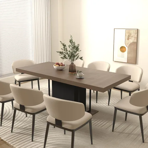KEIKI Mesa de comedor extensible de 62.99 a 78.7 pulgadas, moderna mesa de cocina extensible de granja para 6 a 10 personas, mesa de conferencia