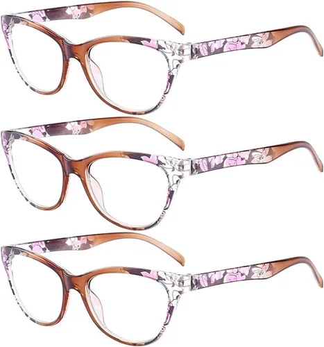 Miniatura 7 de Gafas de lectura (3 unidades), diseño vintage, diseño floral, lentes de lectura para mujeres y hombres, unisex