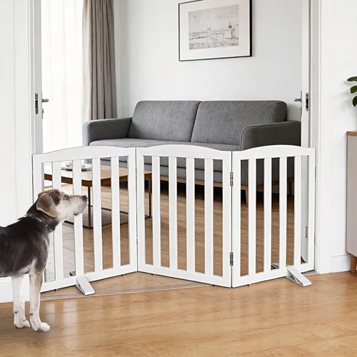Miniatura 25 de Puerta para Perros Independiente para Interiores, Puerta para Perros Plegable, Puertas para Mascotas para Entradas, Escaleras o Pasillos, Puerta