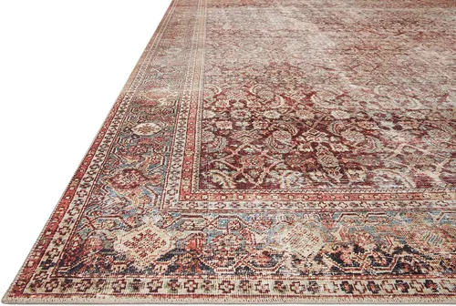 Miniatura 3 de Loloi - Tapete corredor pelo corto sala estar, suave, duradero, colección Layla, estampado envejecido retro, no desprende pelo, fácil limpiar, 13 in