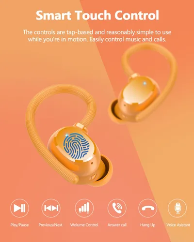 Miniatura 4 de Auriculares inalámbricos Bluetooth 5.3 de 128 horas para deporte, auriculares Bluetooth 2026 estéreo con graves profundos sobre la oreja con ganchos