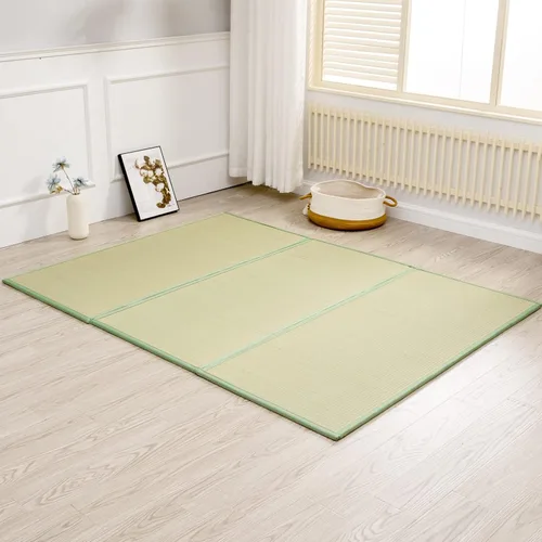 Miniatura 10 de Tapete de tatami (individual de 79 x 39 x 0.5 pulgadas), colchón tradicional japonés de tatami, colchón de tatami de suelo de hierba rush natural