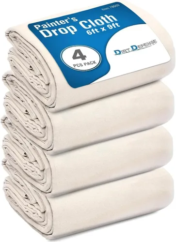 Miniatura 2 de DIRT DEFENSE 4x6 Paquete de 4 telas de goteo de algodón, lona grande de lona para suministros de arte, telas de goteo para suministros