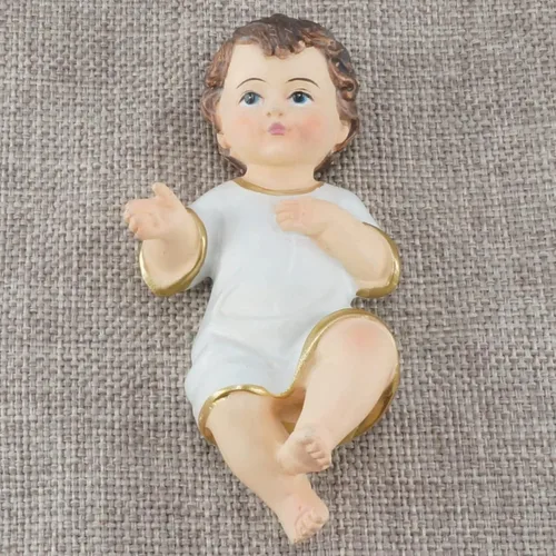 Miniatura 5 de Figurilla de resina del Niño Jesús en tela sagrada - Estatua coleccionable de la Natividad y regalos de fe sagrada (2.4 pulgadas)