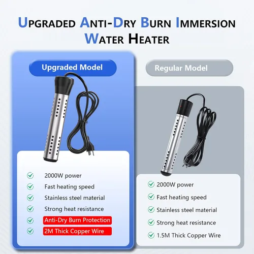 Miniatura 2 de BSEED Calentador de agua de inmersión eléctrico, calentador de agua portátil de calentamiento rápido de 2000 W con apagado automático, protector