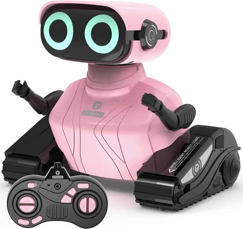 Miniatura 8 de GILOBABY - Juguetes de robots, juguete de robot con control remoto, robots RC para niños con ojos LED, cabeza y brazos flexibles, movimientos