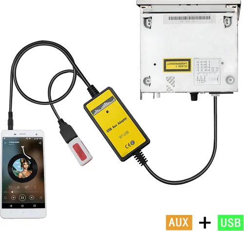 Miniatura 3 de Adaptador AUX, cable USB y AUX estéreo para automóvil, cambiador de CD MP3 compatible con VWAudi 12pin A3 2008-2010, A4/S4 2007-2009, para Beetle
