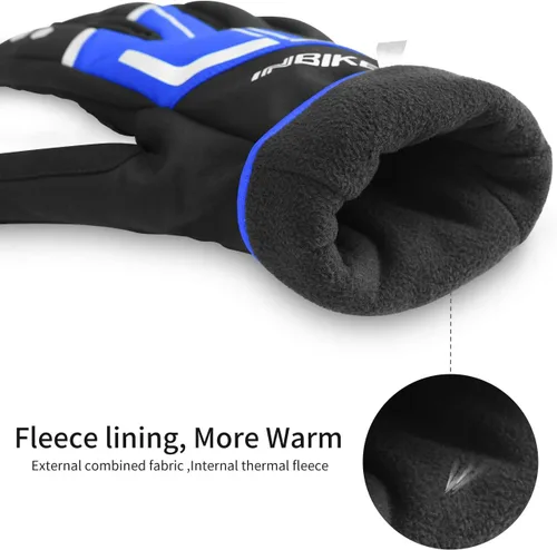 Miniatura 2 de INBIKE Guantes de ciclismo para hombres invierno a prueba de viento reflexivo almohadillas de gel térmico pantalla táctil