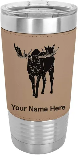 Miniatura 17 de LaserGram Vaso aislado al vacío de 20 onzas, alce, grabado personalizado incluido (piel sintética, estilo béisbol)