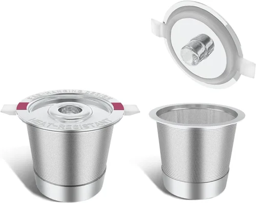 Haetyly Paquete de 2 filtros de café reutilizables K Cups con cafetera Keurig 1.0 y 2.0, cápsulas de café reutilizables de acero inoxidable con asas