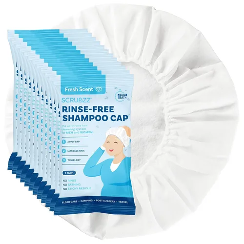 Scrubzz Caps de Champú Sin Enjuague para Pacientes Ancianos y Postrados, Caps de Champú Libres de Enjuague para Después de Cirugía y Estancias
