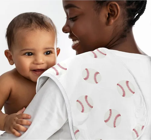 Miniatura 2 de Sweet Jojo Designs Béisbol Sports - Paños absorbentes para eructos para bebé recién nacido, rojo y blanco americana, paquete de 3 paños para baba