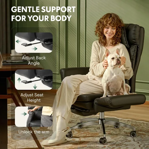 Miniatura 9 de FLEXISPOT Silla de oficina grande y alta con asiento convertible de hasta 44 pulgadas, de gran tamaño para adultos y mascotas, silla de computadora