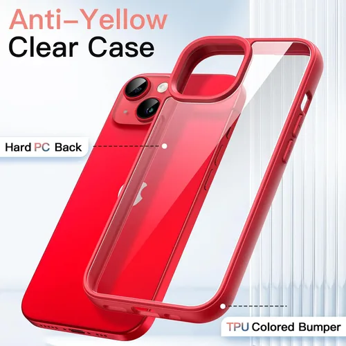 Miniatura 3 de JETech Funda para iPhone 14 Plus de 6.7 pulgadas, a prueba de golpes, marco de TPU mate de color sólido, parte trasera transparente antiarañazos