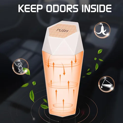 Miniatura 4 de Basurero portátil con tapa para automóvil, diseño de diamante, para automóvil, hogar, oficina, cocina, dormitorio (2 paquetes, beige)