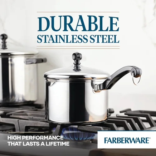 Miniatura 8 de Farberware Cacerola Clásica de Acero Inoxidable con Tapa Coladora de 3 Cuartos - Plateado