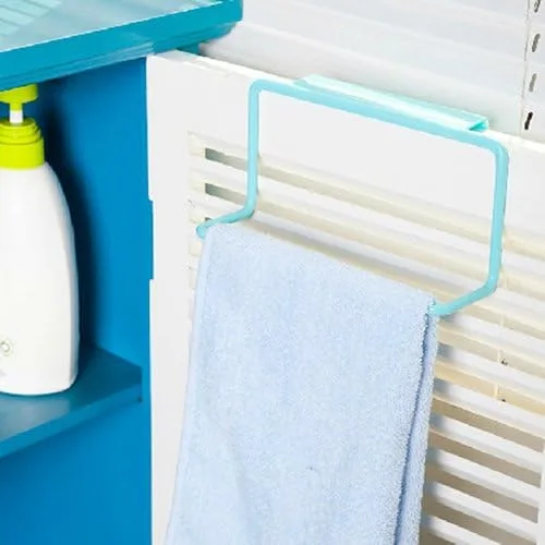 Miniatura 4 de Toallero de té para colgar sobre la puerta, soporte para colgar en la barra, organizador de rieles para baño, cocina, color azul