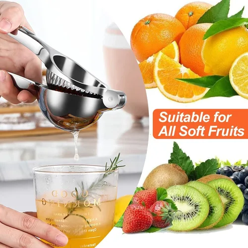 Miniatura 2 de Exprimidor de limón de acero inoxidable, exprimidor manual de cítricos con rallador, ideal para limones, limas y más