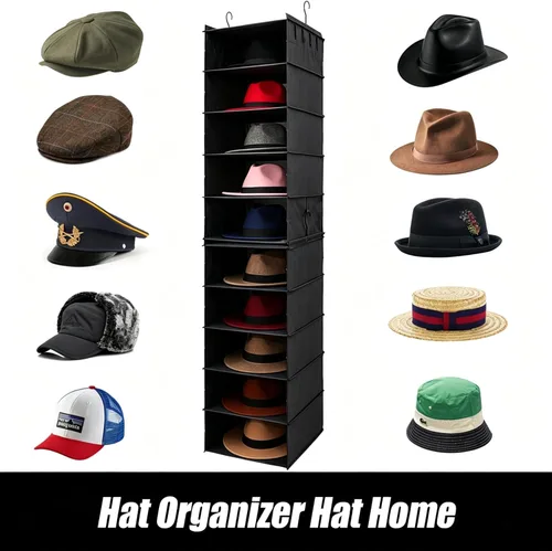 Miniatura 3 de LADYBRO Oxford Cloth Hat Rack for Closet, 10-Shelf Organizer for Fedora, Sunhat, Cowboy, Baseball Cap, 2 Separate 5-Shelf, Hanging for Storage or