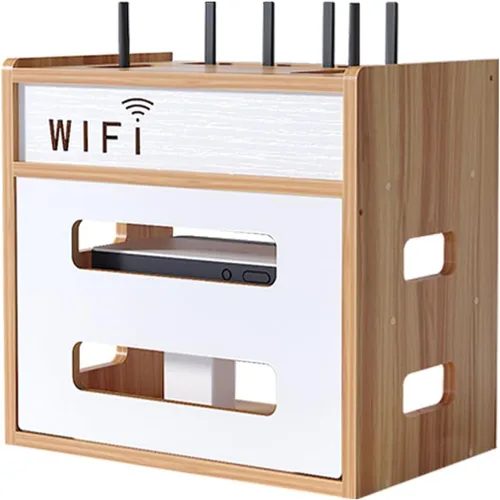 Catekro Caja de almacenamiento para enrutador WiFi, gabinete WiFi para ocultar el enrutador y el módem, caja decorativa para oficina y hogar