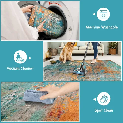 Miniatura 4 de Lahome Alfombra Abstracta Moderna - Alfombra de Pasillo Colorida de 2x8 Pies, Antideslizante Lavable, Alfombra de Baño, Alfombra de Entrada