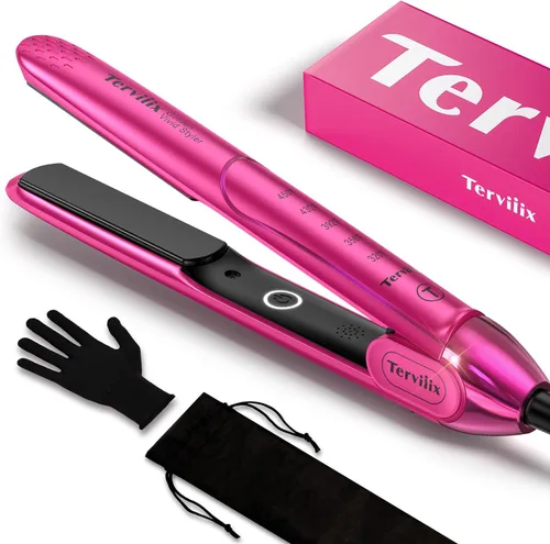 Terviiix Plancha De Cabello Profesional, Plancha Plana De Cerámica De 1 Pulgada, Placas Sin Enganche, 3 Veces Menos Daño, Calentamiento Rápido De