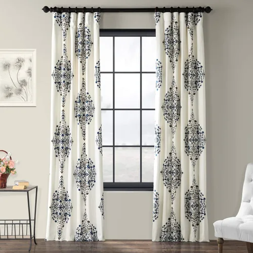 Miniatura 24 de HPD Half Price Drapes Cortinas florales de algodón de lujo con estampado de 84 pulgadas de largo (1 panel), modernas cortinas de oscurecimiento