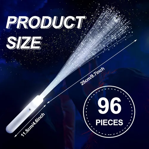 Miniatura 2 de 96 piezas de varitas de fibra óptica LED con luz blanca, varilla de luz de fibra óptica para iluminación masiva de bodas, varitas intermitentes