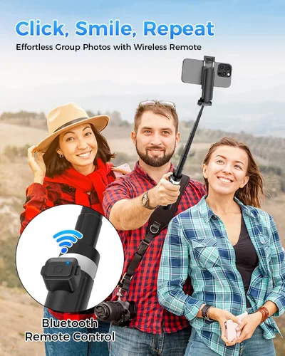 Miniatura 5 de Trípode para teléfono 3 en 1 con luces LED y control remoto, soporte de trípode extensible para selfie, portátil compacto con control remoto