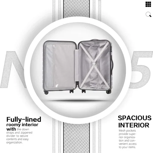 Miniatura 3 de COOLIFE - Juego de equipaje set de 3 valijas extensibles de PC ABS con candado TSA y ruedas giratorias Gris B07PY6P455