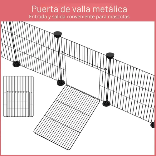 Miniatura 4 de Corral para animales pequeños de 20 paneles, corral para mascotas de 48" x 24" x 16" con alfombrilla impermeable, jaula C&C para conejillos de Negro