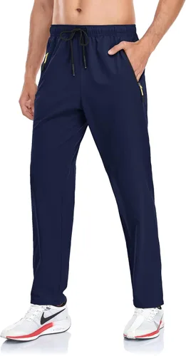 Miniatura 9 de Rapoo Pantalones ligeros para hombre con bolsillos con cremallera, secado rápido, pantalones deportivos de viaje para entrenamiento