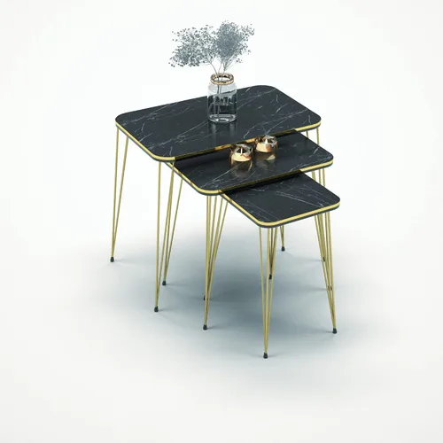 Miniatura 3 de Juego de 3 anidadores rectangulares, mesa anidable, base moderna de aspecto de grano de madera para mesas de centro o mesitas de noche, mesa