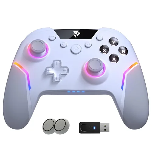 Miniatura 10 de EasySMX X20 Wireless Gaming Controller with RGB Backlit, 2-Stage Hall Effect Sticks, 1000Hz Polling Rate, 6-Axis Gyro on Multi-Platform, Mech